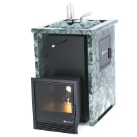 Печь для бани Анапа-М2 в трёхстороннем кожухе с открытым верхом из змеевика (ИзиСтим)