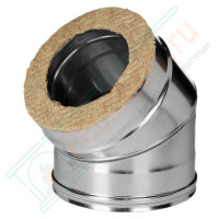 Отвод 45° с изол (НЕРЖ-321/0,5-НЕРЖ-439/0,5) d-130/210 (Дымок-Lux)