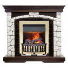 Электрический Каминокомплект Glasgow - Темный дуб / Белый с очагом Danville Brass FB2 Электрический Каминокомплект Glasgow - Темный дуб / Белый с очагом Danville Brass FB2